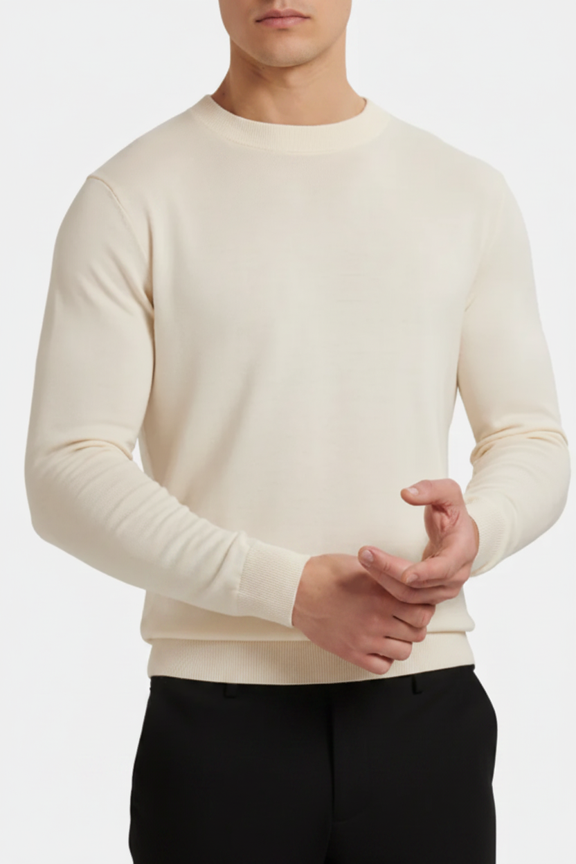 Cream Sweater Hands Clasped