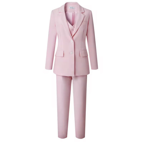 Roze Kostuumset - Blazer, Pantalon en Top voor Moderne Stijl
