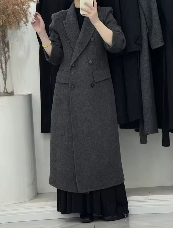 Lange Damesmantel van Katoen - Elegante Buitenjas met Rechte Pasvorm
