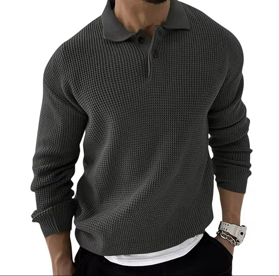 Homme Heren effen kabel polokraag casual lange mouw trui