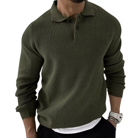 Homme Heren effen kabel polokraag casual lange mouw trui