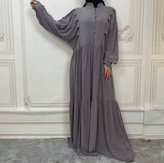 Elegante effen jurk met klokmouwen voor dames, lente/zomer