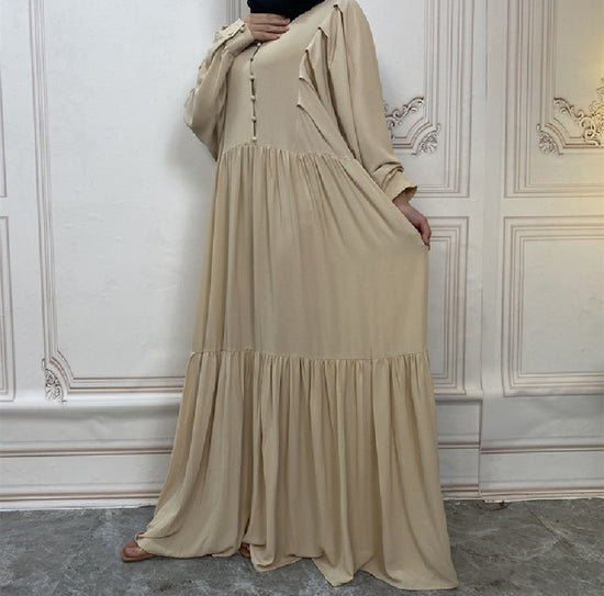 Elegante effen jurk met klokmouwen voor dames, lente/zomer