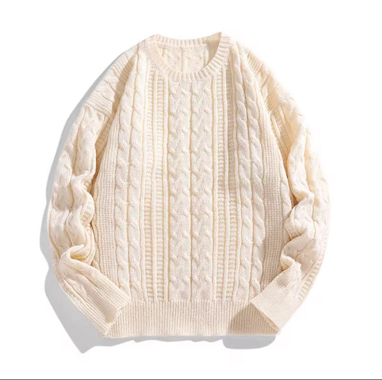 1st Heren Witte Half-Zip Mock Neck Trekkoord Jacquard Casual Collegiate Pullover Sweater