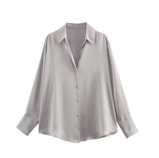 Almira dames casual losvallend overhemd met lange mouwen, minimalistisch en veelzijdig voor dagelijks gebruik