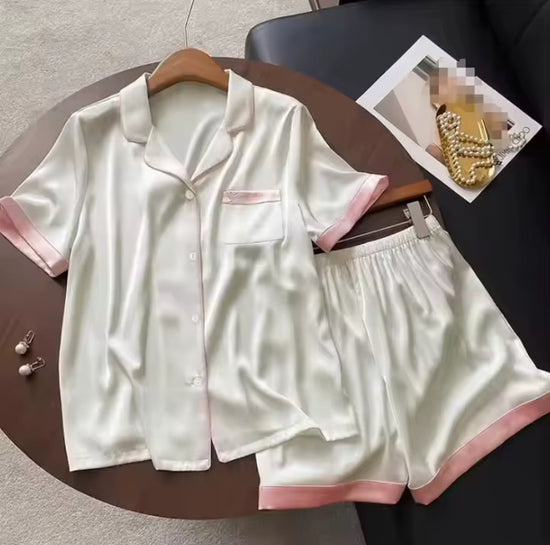 Almira Meisjes Imitatie Zijde Rozenrode Shirt en Pyjamaset - Elegante Nachtmode