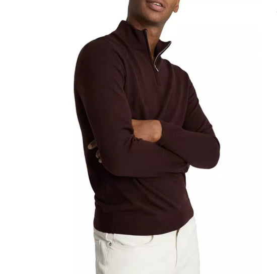 Luxe Quarter-Zip Trui in Diep Espresso Bruin