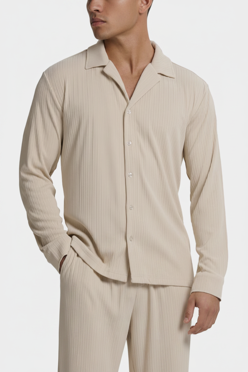 Relaxed Ribbed Lounge Set – Soft-Touch Everyday Luxury shirt