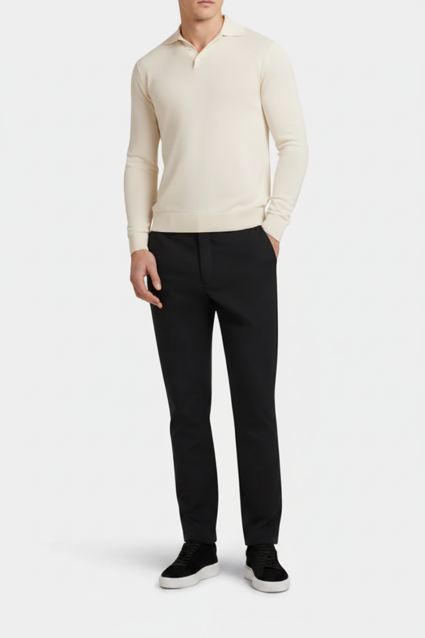 Cream knit polo sweater — clean background