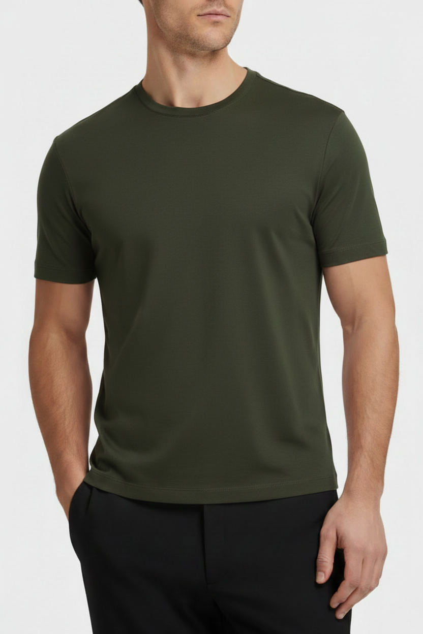 Dark Army Green T-shirt – Close-up