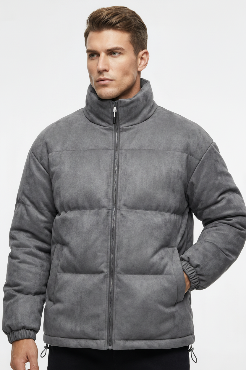 Wildleder-Pufferjacke – Kultivierte Wärme für den modernen Mann