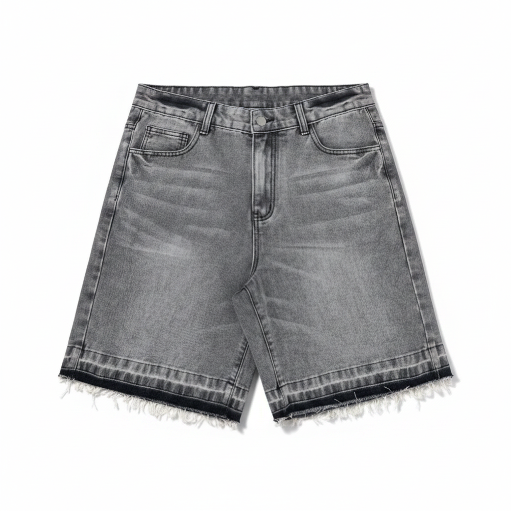 Flat lay denim shorts witte achtergrond