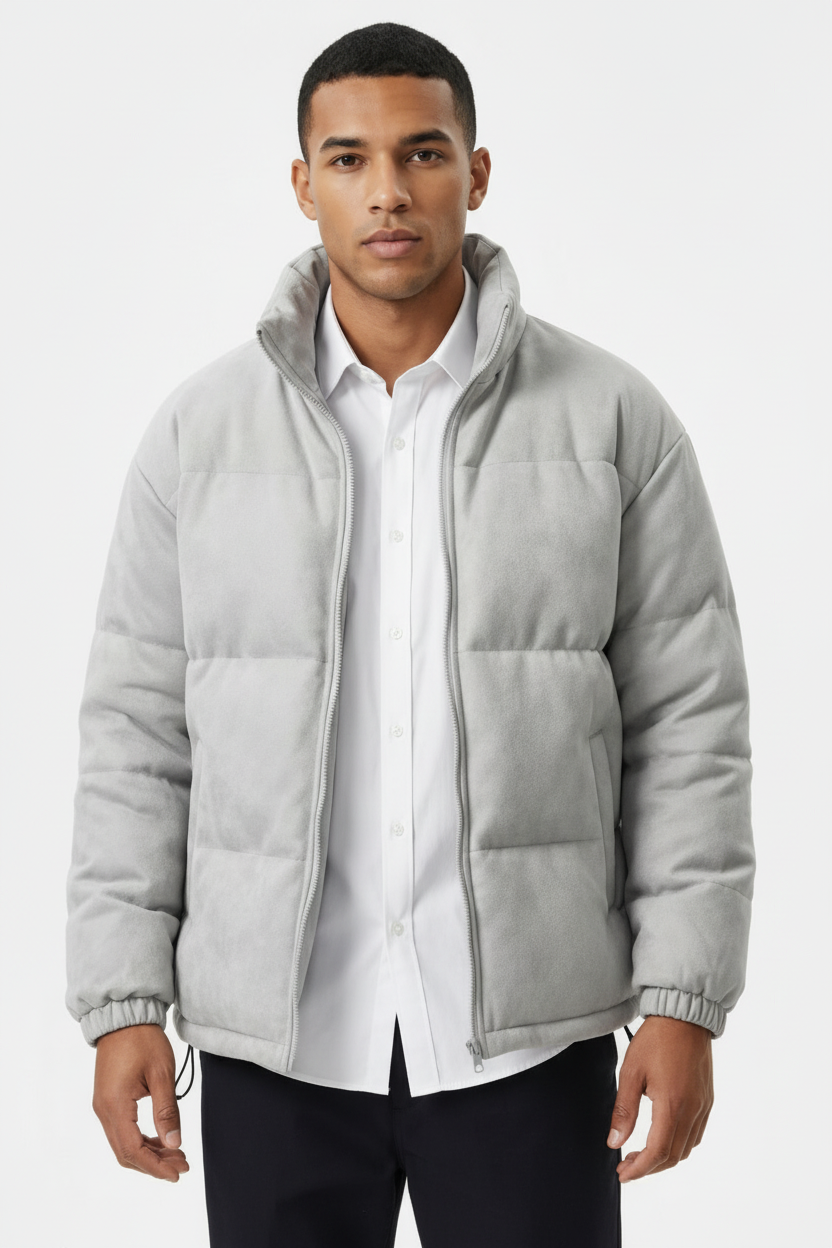 Wildleder-Pufferjacke – Kultivierte Wärme für den modernen Mann