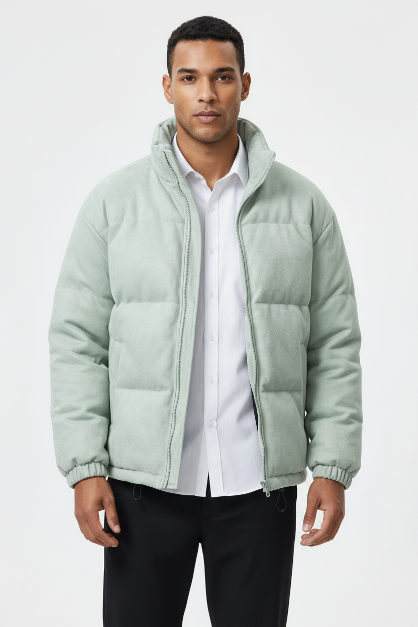 Wildleder-Pufferjacke – Kultivierte Wärme für den modernen Mann