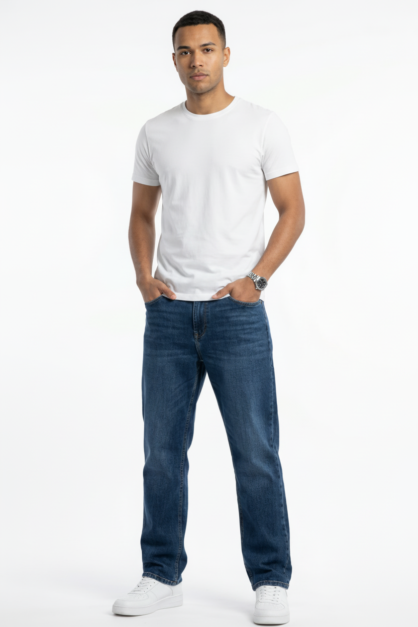 Verbeterde donkerblauwe jeans foto