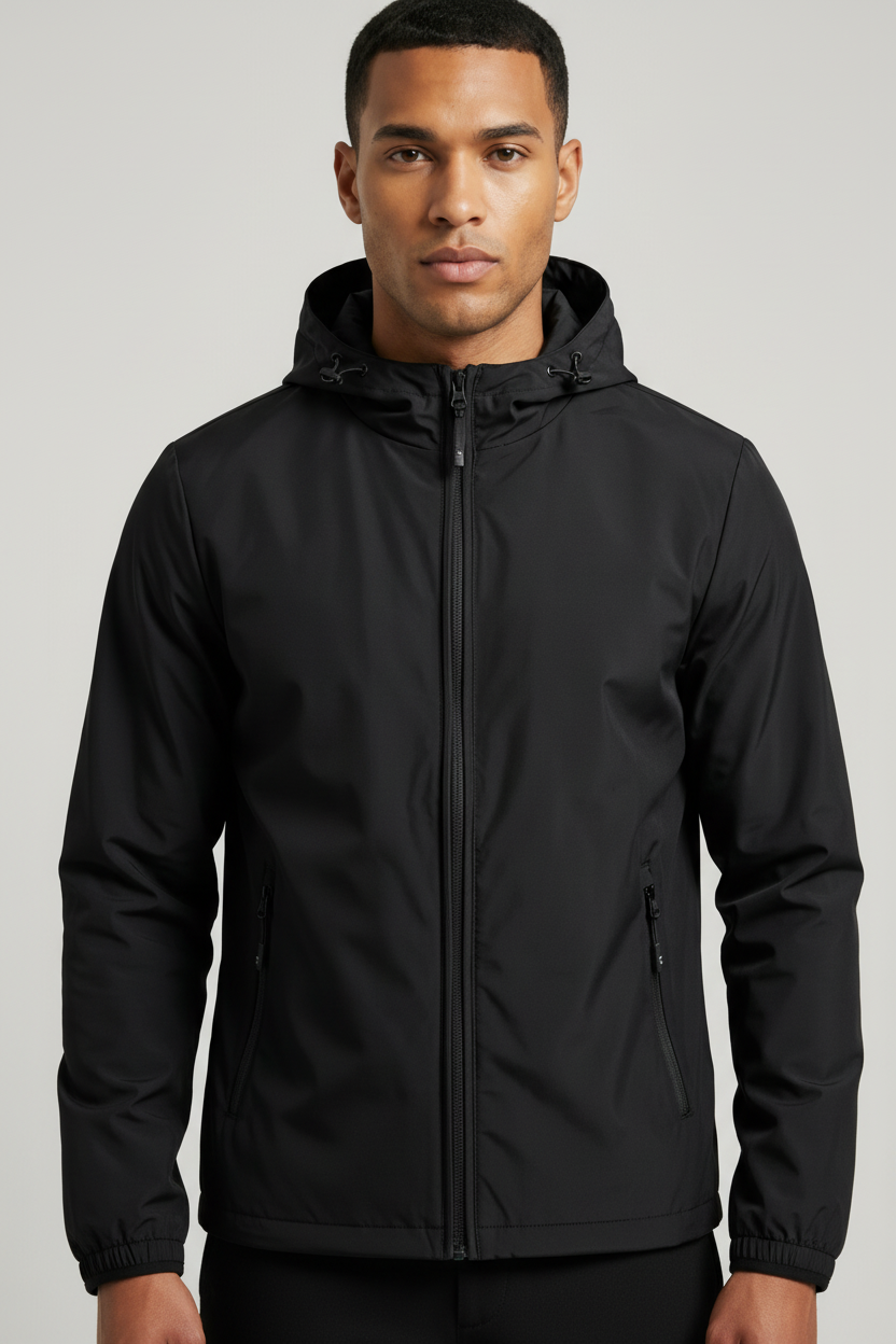 Leichte technische Kapuzenjacke, moderner Schutz, raffinierter Stil