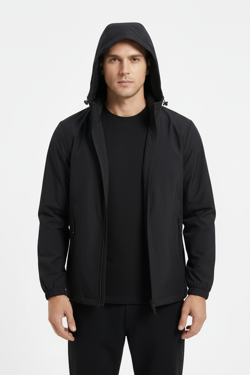 Zwarte hooded jacket - verbeterde kwaliteit