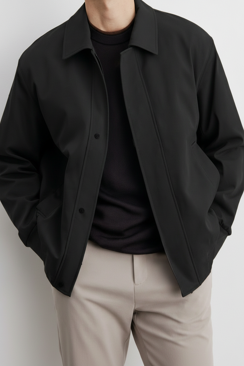 Minimalistische, strukturierte Harrington-Jacke – mühelose moderne Oberbekleidung