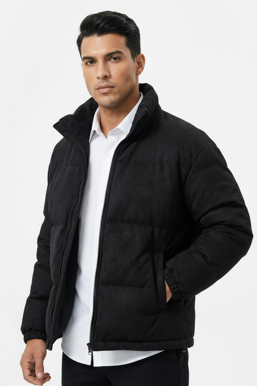Wildleder-Pufferjacke – Kultivierte Wärme für den modernen Mann